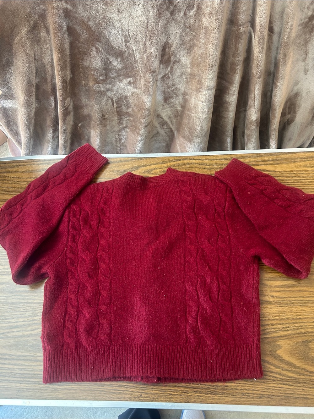J. Crew Cable Knit Button-Up Cardigan in Wine - Picture 5 of 6